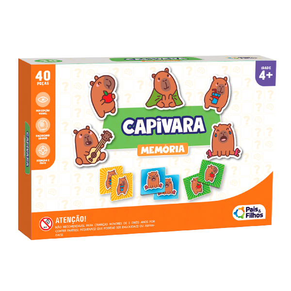 JOGO DA MEMÓRIA CAPIVARA 40 PEÇAS - Pais & Filhos - Pais & Filhos - Jogo - VillaGO