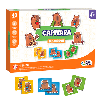 JOGO DA MEMÓRIA CAPIVARA 40 PEÇAS - Pais & Filhos - Pais & Filhos - Jogo - VillaGO