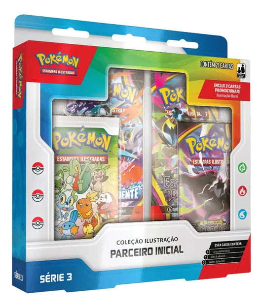 BOX POKÉMON COLEÇÃO ILUSTRAÇÃO PARCEIRO INICIAL - SÉRIE 3 - Copag - Pokémon TCG - VillaGO