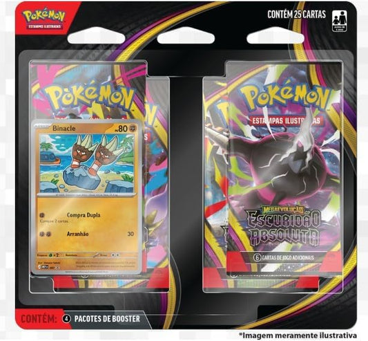 BLISTER QUÁDRUPLO POKÉMON ME05 ESCURIDÃO ABSOLUTA - BINACLE - COPAG - TCG - VillaGO