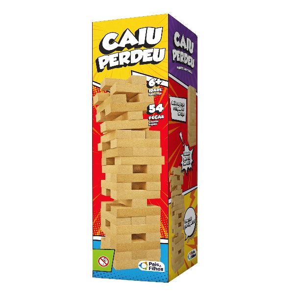 JOGO CAIU PERDEU MADEIRA 54 PEÇAS - Pais & Filhos - JOGO - VillaGO