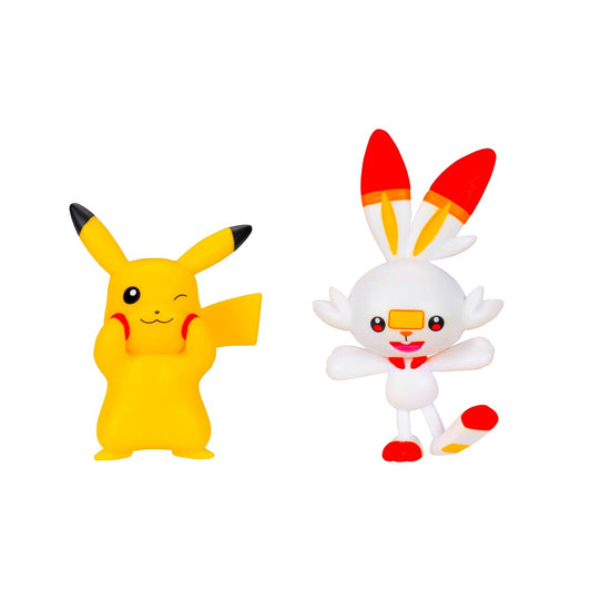 FIGURAS DE BATALHA POKÉMON PIKACHU E SCORBUNNY - SUNNY - TCG - VillaGO
