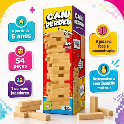 JOGO CAIU PERDEU MADEIRA 54 PEÇAS - Pais & Filhos - JOGO - VillaGO