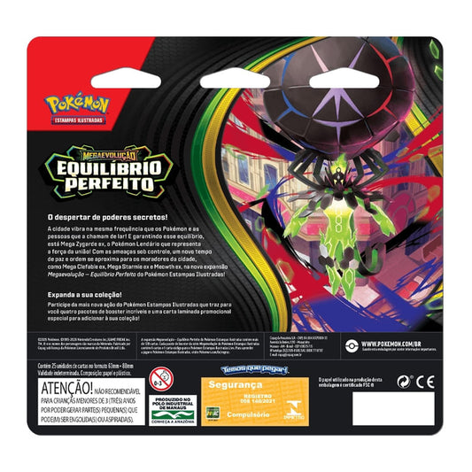 Blister quádruplo Pokémon ME03 Chikorita Copag com 4 boosters
