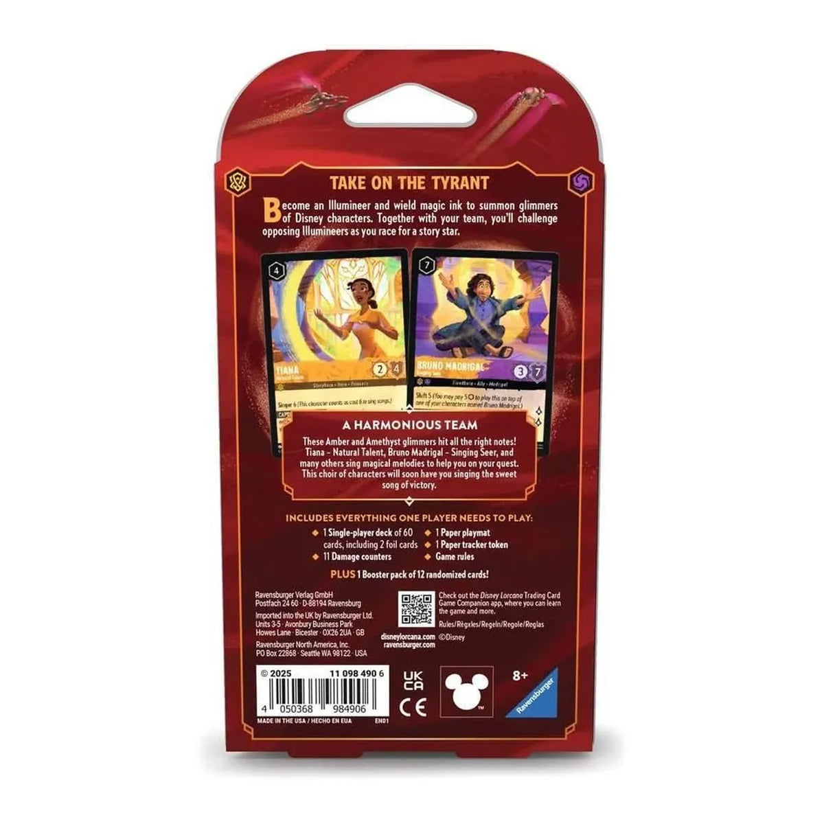 Deck inicial Disney Lorcana Tiana e Bruno Reign of Jafar Ravensburger