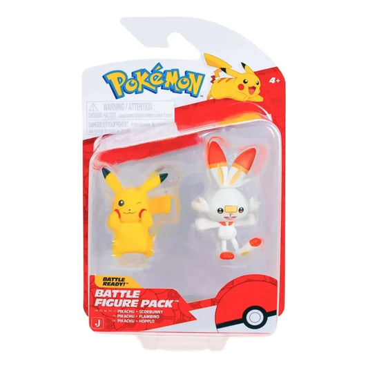 FIGURAS DE BATALHA POKÉMON PIKACHU E SCORBUNNY - SUNNY - TCG - VillaGO
